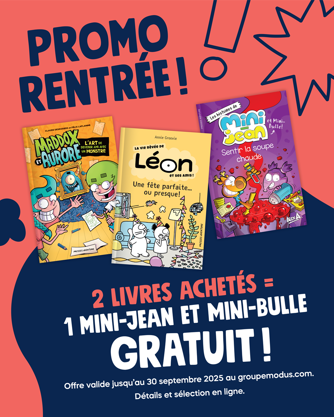 Visuel qui présente la promotion 2 livres achetés = 1 gratuit au format 4/5