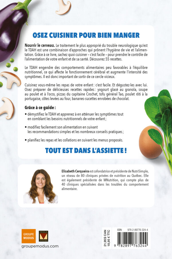 Quatrième de couverture du livre Oser cuisiner - TDAH d'Elisabeth Cerqueira
