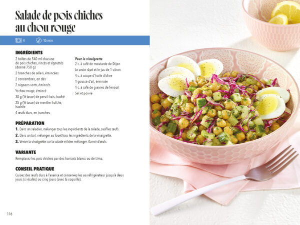 Extrait intérieur - recette de salade de pois chiches au chou rouge d'Oser cuisiner - TDAH d'Elisabeth Cerqueira